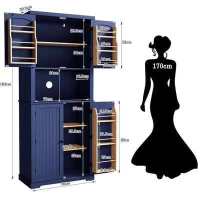 Holtico Küchenschrank mit Arbeitsplatte, Hochschrank, Buffet, Esszimmerschrank