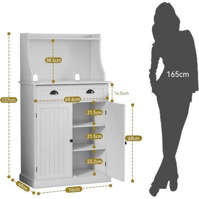 Holtico Küchenschrank Mikrowellenschrank Weiß mit verstellbarem Regal