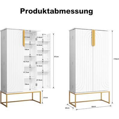 Holtico Vorratsschrank für Küche, Wohnzimmer, Esszimmer - Verstellbare Regale