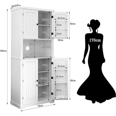 Holtico Küchenschrank mit Arbeitsplatte, Weiß - Hochschrank für Esszimmer
