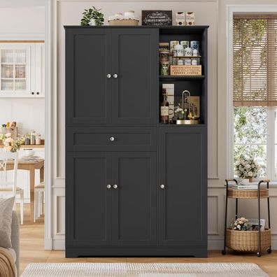 FirFurd Küchenschrank mit Gewürzregal, 5 Türen, 1 Schublade, Hochschrank für