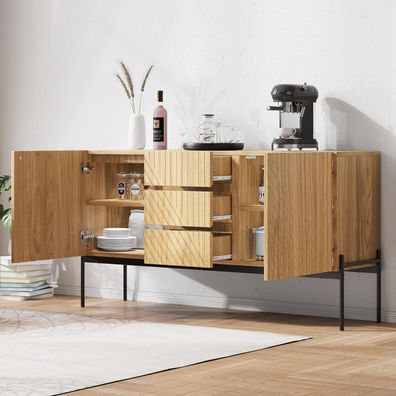 Aurofurz Kommode Sideboard mit 2 Türen und 3 Schubladen, Metallbeinen