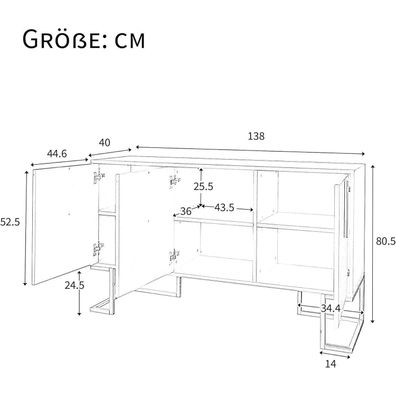 Aurofurz Sideboard Kommode mit 6 Schubladen und 3 Türen, Marineblau