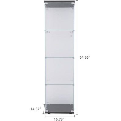 Feeohome Glasvitrine mit Schloss, 4 Ebenen, Schwarz - Eleganter