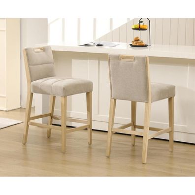Dayalane Barhocker 4er Set aus Chenille mit Griff-Rückenlehne und Fußstütze