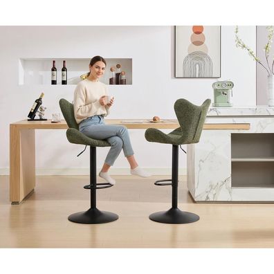 Dayalane Barhocker 4er Set, höhenverstellbar, 360° drehbar, Chenille