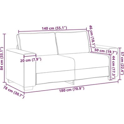 Massbinet Sofa 2-Sitzer Weiß 140 cm - Kompaktes MiniSofa für Ihr in Lederoptik