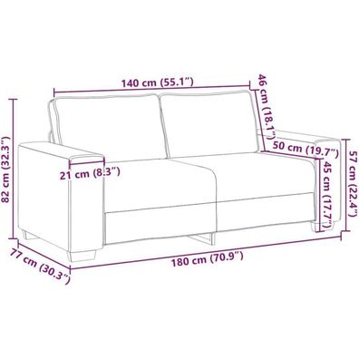 Massbinet Schlafsofa 2-Sitzer, hellgrau, 140 cm, Stoff, Klappsofa mit