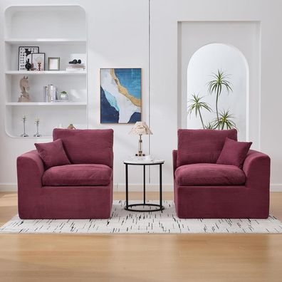 IHO SOFA Compressed Sofa Einzelsitzer, Cordstoff, Weinrot - Kombinierbar zum