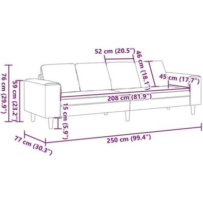 Massbinet Modernes Schlafsofa, 4-Sitzer Couch mit Schlaffunktion, Taupe Stoff