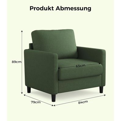 Welzona Sessel Wohnzimmer, 84 cm Lesesessel aus Teddy-Stoff, werkzeuglose