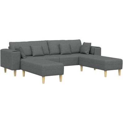 Massbinet Ecksofa mit Schlaffunktion, U-Form Couch für Wohnzimmer, Stoff