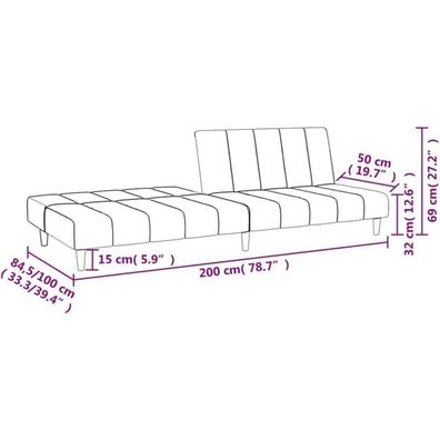 Massbinet Schlafsofa 2-Sitzer aus Samt, trennbar, mit Schlaffunktion
