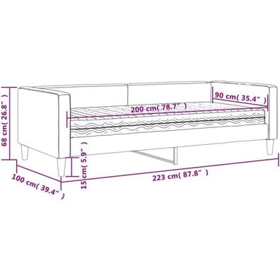 Massbinet Schlafsofa Stoff-Couch Umwandelbar 2-Sitzer Tagesbett mit Matratze