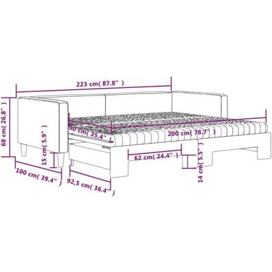 Massbinet Sofabett Doppelschlafstuhl Stoff-Couch Umwandelbar 2-Sitzer Tagesbett
