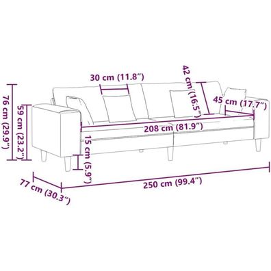 Massbinet Samt Sofa mit Kissen, Polstersofa mit abnehmbaren Kissen, Couch