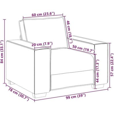 Massbinet Sofa Stuhl Braun 60 cm Stoff Modernes Couch mit Sitzkissen für
