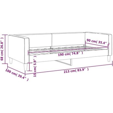 Massbinet Schlafsofa 2-Sitzer, Tagesbett mit Schlaffunktion, Dunkelgrau, 90x190