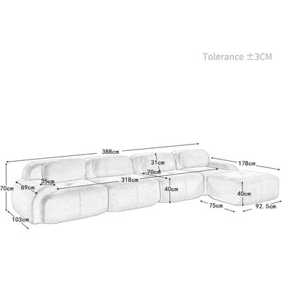 Modulares 4-Sitzer Sofa aus grünem Cordstoff mit Ottomane, montagefrei und