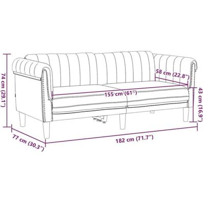 Massbinet 2-Sitzer Sofa Braun Kunstleder Wildleder-Optik Sessel für Wohnzimmer