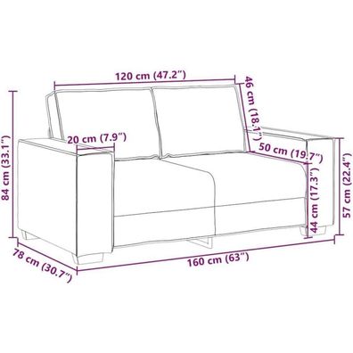 IKAYAA 2-Sitzer Sofa aus Stoff, 120 cm, modern getuftet, dunkelgrau