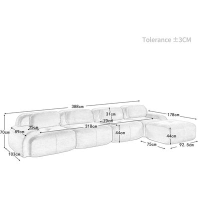 Dolamaní L-förmiges Cord-Sofa, 4-Sitzer mit Hocker, Braun, Montagefrei