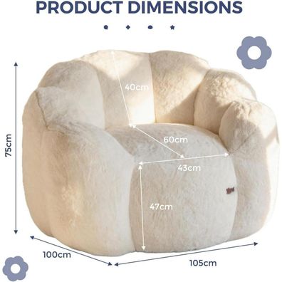 Maxyoyo Sitzsack XXL für Erwachsene, blumenförmig, mit Memory-Foam