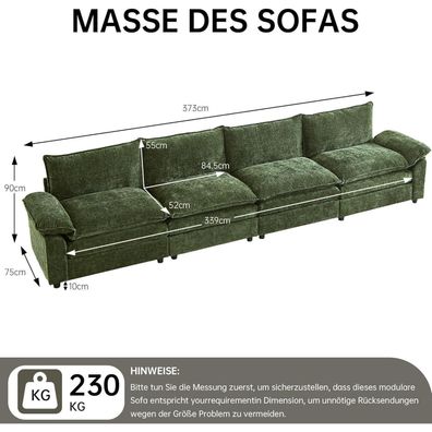 JIEXI Ecksofa mit Schlaffunktion, modulares Ecksofa, Wohnlandschaft U/L Form