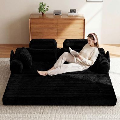 Homrelexa Schlafsofa 200cm Breit, Boneless Couch mit hoher Rückenlehne, Cord