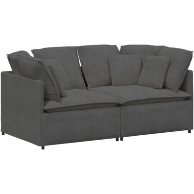IKAYAA Modernes 2-Sitzer Sofa, Dunkelgrau, 200 x 100 x 64 cm, Getuftete Couch
