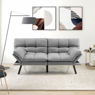 GOPLUS Schlafsofa, 2-Sitzer Klappsofa mit verstellbaren Armlehnen und