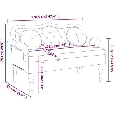 Massbinet 2-Sitzer Samt-Optik Sofa Couch Dunkelgrau 120,5 x 65 x 75 cm