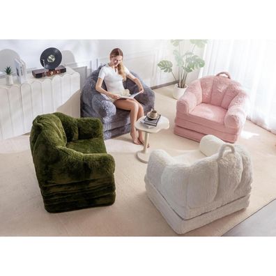 Maxyoyo Klappsofa aus Kunstfell, umwandelbar, mit Griff, Sitzsack für