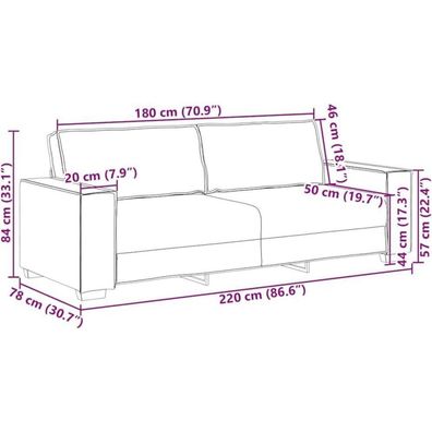Massbinet 3-Sitzer-Sofa Dunkelgrau 180 cm Stoff Polstersofa mit Abnehmbaren
