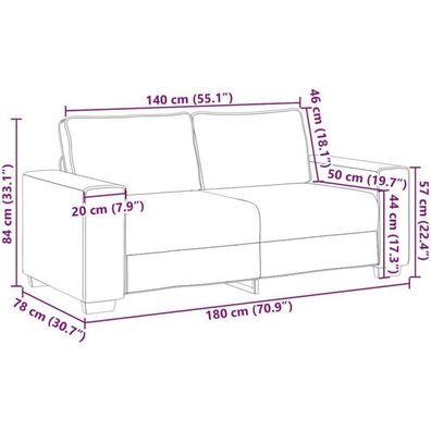 Massbinet 2-Sitzer Sofa Braun 140 cm Stoff mit Schlaffunktion - Kleine