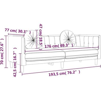 Massbinet 3-Sitzer Doppelsofa aus weichem Samt, modern, mit Kissen, Schwarz
