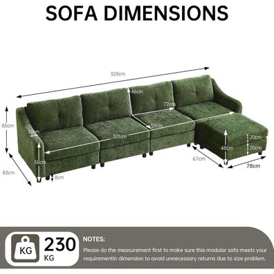 JIEXI Ecksofa mit Schlaffunktion, L-Form Couch aus Cordstoff in Dunkelgrün