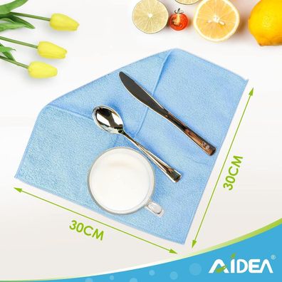 AIDEA Mikrofasertücher 10er Pack - Fusselfrei, Wiederverwendbar, Hoch Saugfähig
