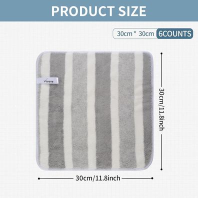 VIVOTE Microfaser Spüllappen 6 Stück (30x30cm) - Grau, Super Saugfähig