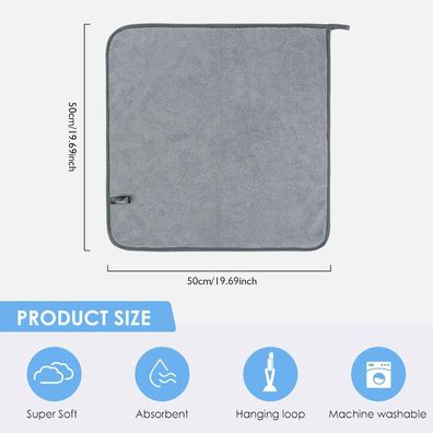 VIVOTE Mikrofaser Gästehandtücher 50x50 cm, 2 Stück Grau - Super weich und