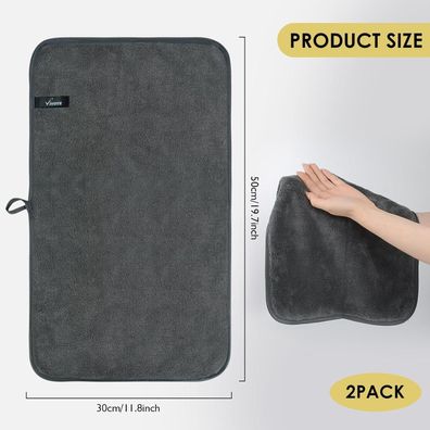 VIVOTE Mikrofaser Gästehandtücher 30x50cm, 2 Stück (Grau+Schwarz) - Super weich
