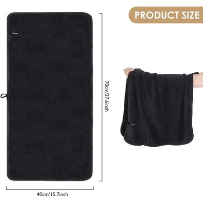 VIVOTE Mikrofaser Handtücher 40x70 cm, 2 Stück, Schwarz - Super weich