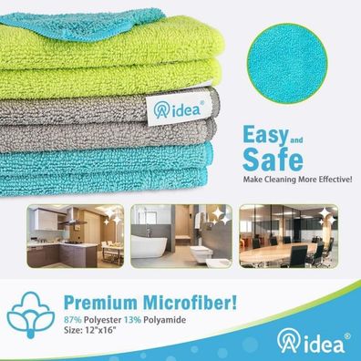 AIDEA Microfasertücher 8 Stück, weiche und fusselfreie Reinigungstücher für
