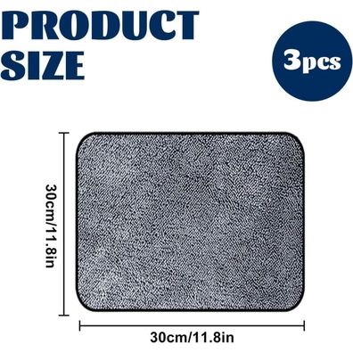 EAZHOP Ultra-Wipes Mikrofaser Trockentuch, 3 Stück, 30x30cm, Schnelltrocknend
