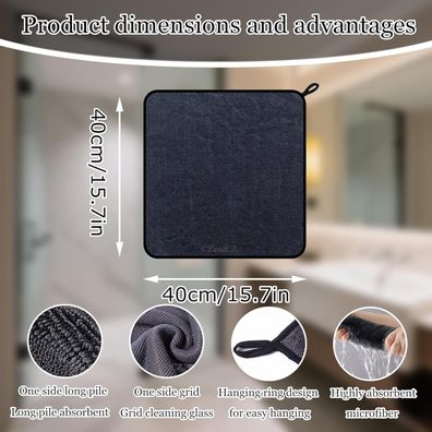 4X Mikrofasertücher 40x40cm, 600GSM - Ideal für Auto, Fenster, Dusche & Spiegel
