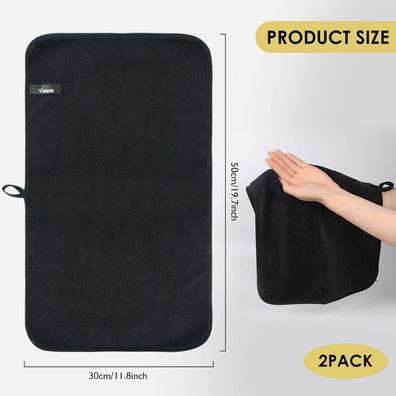 VIVOTE Handtücher Set (2 Stück) 30x50cm Schwarz - Super weich, saugfähig