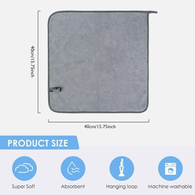 VIVOTE Microfaser Gästehandtücher 2 Stück Grau, 40x40cm, super weich und
