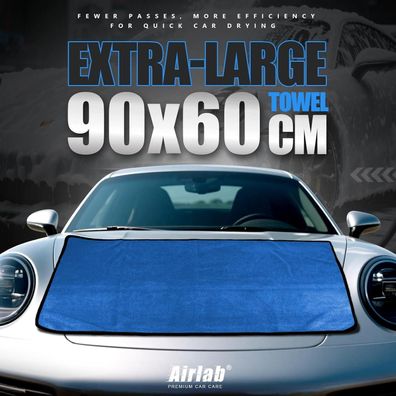 Airlab XXL Mikrofasertuch für Auto, 90x60 cm, 500 GSM, Blau & Grau - 1er Set