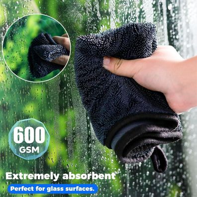 Yizhet 3er Pack Mikrofaser Trockentücher 600GSM, 40x60cm, Schwarz