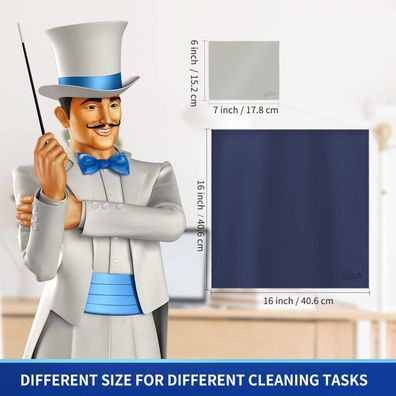 MR. SIGA Mikrofaser Reinigungstücher Set - 6 Stück (3x 40,6x40,6cm Marineblau